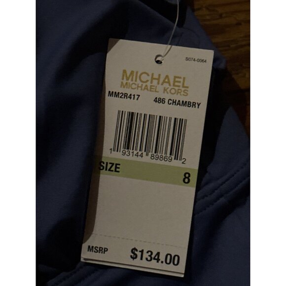 MICHAEL Michael Kors High Neck One Piece Swimsuit Size 8 Blue New With Tag - Picture 3 of 3